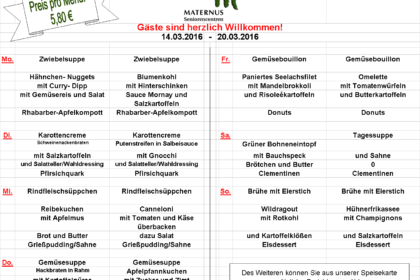 Unser Speiseplan für die 11. KW