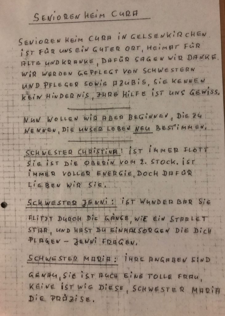 Original Gedicht eines Bewohners